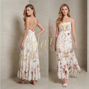 Free People watercolor Maxi Dress Sz 10